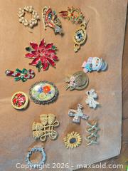 MaxSold Auction: Costume Jewelry Brooch/Pin Lot, 16 Pieces - Ashland (Massachusetts, USA) PARTNER MANAGED Downsizing Online Auction - Old Connecticut Path