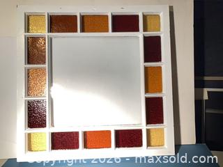MaxSold Auction: Decorative Stained-Glass Framed Window, White Painted Wood - Ashland (Massachusetts, USA) PARTNER MANAGED Downsizing Online Auction - Old Connecticut Path