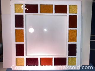 MaxSold Auction: Decorative Stained-Glass Framed Window, White Painted Wood - Ashland (Massachusetts, USA) PARTNER MANAGED Downsizing Online Auction - Old Connecticut Path