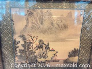 MaxSold Auction: Framed Asian Silk Landscape Artwork, 13x11, Ornate Gold Frame - Ashland (Massachusetts, USA) PARTNER MANAGED Downsizing Online Auction - Old Connecticut Path