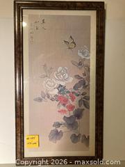 MaxSold Auction: Framed East Asian Silk Painting with Calligraphy & Red Seal - Ashland (Massachusetts, USA) PARTNER MANAGED Downsizing Online Auction - Old Connecticut Path