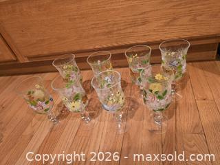 MaxSold Auction: Hand-Painted Crackle Stemmed Glasses with Butterfly Accents, Set of 8 - Ashland (Massachusetts, USA) PARTNER MANAGED Downsizing Online Auction - Old Connecticut Path