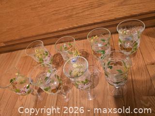 MaxSold Auction: Hand-Painted Crackle Stemmed Glasses with Butterfly Accents, Set of 8 - Ashland (Massachusetts, USA) PARTNER MANAGED Downsizing Online Auction - Old Connecticut Path
