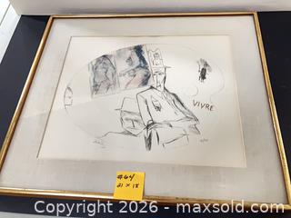 MaxSold Auction: Limited-Edition Framed Print "VIVRE" 18/50 - Ashland (Massachusetts, USA) PARTNER MANAGED Downsizing Online Auction - Old Connecticut Path