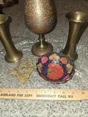 MaxSold Auction: Lot: Indian Brass Ewer, Enamel Bowl & Filigree Ship - Ashland (Massachusetts, USA) PARTNER MANAGED Downsizing Online Auction - Old Connecticut Path