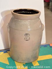 MaxSold Auction: Lot of 4 Stoneware Crocks / Glazed Ceramic Planters - Ashland (Massachusetts, USA) PARTNER MANAGED Downsizing Online Auction - Old Connecticut Path