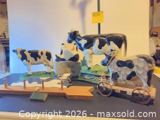 MaxSold Auction: Lot of 5 Cow Figurines — Resin, Ceramic, Metal, Wood - Ashland (Massachusetts, USA) PARTNER MANAGED Downsizing Online Auction - Old Connecticut Path