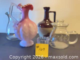 MaxSold Auction: Lot of 5 Vintage Glass & Ceramic Pitchers/Vases with Tumbler - Ashland (Massachusetts, USA) PARTNER MANAGED Downsizing Online Auction - Old Connecticut Path
