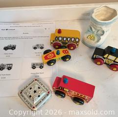 MaxSold Auction: Mixed Lot: 4 Wooden Cars, Trinket Box & Ceramic Shoe - Ashland (Massachusetts, USA) PARTNER MANAGED Downsizing Online Auction - Old Connecticut Path