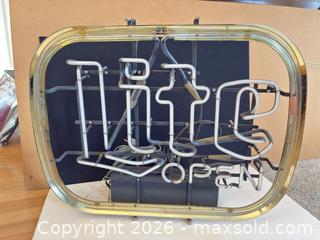 MaxSold Auction: Neon 'Lite' with 'OPEN' Sign, Red Border & Blue/White Text - Ashland (Massachusetts, USA) PARTNER MANAGED Downsizing Online Auction - Old Connecticut Path