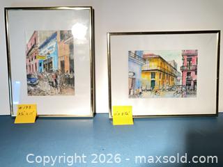 MaxSold Auction: Pair Framed Matted Urban Street Scene, 8½ x 11 in - Ashland (Massachusetts, USA) PARTNER MANAGED Downsizing Online Auction - Old Connecticut Path