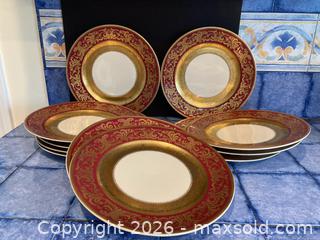 MaxSold Auction: Rosenthal Aida Burgundy & Gold 11" Porcelain Charger Set (11) - Ashland (Massachusetts, USA) PARTNER MANAGED Downsizing Online Auction - Old Connecticut Path