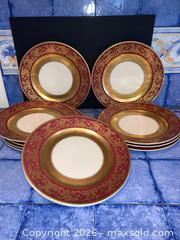 MaxSold Auction: Rosenthal Aida Burgundy & Gold 11" Porcelain Charger Set (11) - Ashland (Massachusetts, USA) PARTNER MANAGED Downsizing Online Auction - Old Connecticut Path