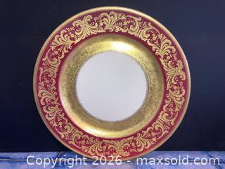 MaxSold Auction: Rosenthal Aida Burgundy & Gold 11" Porcelain Charger Set (11) - Ashland (Massachusetts, USA) PARTNER MANAGED Downsizing Online Auction - Old Connecticut Path