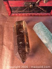 MaxSold Auction: Small Decorative Wooden Treasure Chest with 4 Crystal Points - Ashland (Massachusetts, USA) PARTNER MANAGED Downsizing Online Auction - Old Connecticut Path