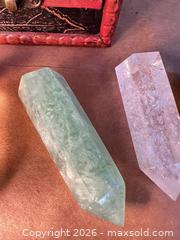 MaxSold Auction: Small Decorative Wooden Treasure Chest with 4 Crystal Points - Ashland (Massachusetts, USA) PARTNER MANAGED Downsizing Online Auction - Old Connecticut Path