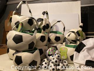 MaxSold Auction: Soccer-Themed Fabric/Plush Treat Baskets, Lot of 10+ - Ashland (Massachusetts, USA) PARTNER MANAGED Downsizing Online Auction - Old Connecticut Path