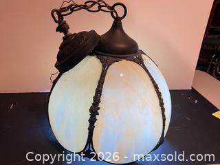 MaxSold Auction: Victorian Art Nouveau Slag Glass Hanging Pendant Light - Ashland (Massachusetts, USA) PARTNER MANAGED Downsizing Online Auction - Old Connecticut Path