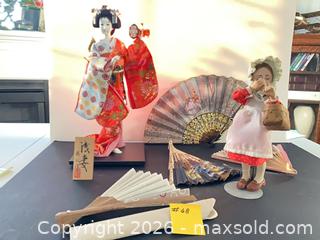 MaxSold Auction: Vintage Porcelain Geisha & Bonnet Dolls with 3 Folding Fans - Ashland (Massachusetts, USA) PARTNER MANAGED Downsizing Online Auction - Old Connecticut Path