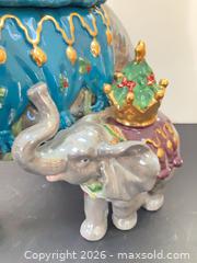 MaxSold Auction: Waterford Maj. Elephant Holiday Heirlooms Ceramic Cookie Jar Set - Ashland (Massachusetts, USA) PARTNER MANAGED Downsizing Online Auction - Old Connecticut Path
