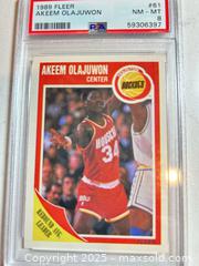 MaxSold Auction: 1989 Fleer #61 AKEEM OLAJUWON Graded Hall of Famer PSA 8 Nm-MT  - Parker (Colorado, USA) SELLER MANAGED Commercial Liquidation Online Auction - Heritage Oak Drive