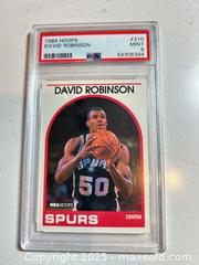 MaxSold Auction: 1989 Hoops #310 DAVID ROBINSON Graded Hall of Famer ROOKIE CARD PSA 9 Mint - Parker (Colorado, USA) SELLER MANAGED Commercial Liquidation Online Auction - Heritage Oak Drive