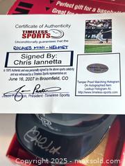 MaxSold Auction: CHRIS IANNETTA Autographed Colorado Rockies Mini Helmet - 2007 NL Champs! - Parker (Colorado, USA) SELLER MANAGED Commercial Liquidation Online Auction - Heritage Oak Drive