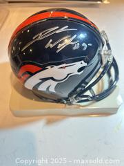 MaxSold Auction: Derek Wolfe #95 Autographed Denver Broncos Mini Helmet - Parker (Colorado, USA) SELLER MANAGED Commercial Liquidation Online Auction - Heritage Oak Drive
