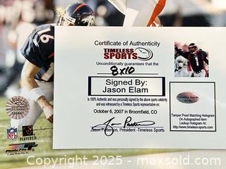 MaxSold Auction: JASON ELAM Signed 8x10 Photo - Denver Broncos Ring of Fame - Broncos and Timeless Sports COA - Parker (Colorado, USA) SELLER MANAGED Commercial Liquidation Online Auction - Heritage Oak Drive