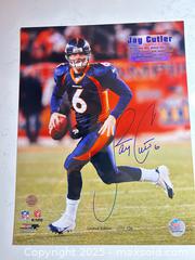 MaxSold Auction: JAY CUTLER Signed Limited Edition #23/106 Denver Broncos 11x14 Photograph (1st Touchdown) - Parker (Colorado, USA) SELLER MANAGED Commercial Liquidation Online Auction - Heritage Oak Drive