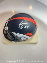 MaxSold Auction: JAYSHON SYKES Autographed Denver Broncos Mini Helmet - Timeless Sports COA - CU Buffs - Parker (Colorado, USA) SELLER MANAGED Commercial Liquidation Online Auction - Heritage Oak Drive