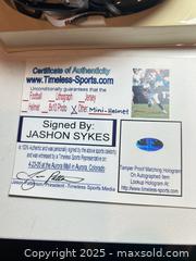 MaxSold Auction: JAYSHON SYKES Autographed Denver Broncos Mini Helmet - Timeless Sports COA - CU Buffs - Parker (Colorado, USA) SELLER MANAGED Commercial Liquidation Online Auction - Heritage Oak Drive