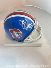 MaxSold Auction: JIM RYAN Autographed Denver Broncos Mini Helmet - Timeless Sports COA - Orange Crush Defense - Parker (Colorado, USA) SELLER MANAGED Commercial Liquidation Online Auction - Heritage Oak Drive