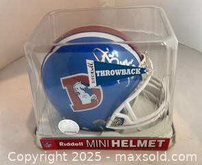 MaxSold Auction: JIM RYAN Autographed Denver Broncos Mini Helmet - Timeless Sports COA - Orange Crush Defense - Parker (Colorado, USA) SELLER MANAGED Commercial Liquidation Online Auction - Heritage Oak Drive