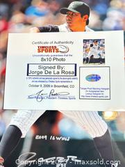 MaxSold Auction: Jorge De La Rosa Signed 8x10 Photo - Colorado Rockies  - Parker (Colorado, USA) SELLER MANAGED Commercial Liquidation Online Auction - Heritage Oak Drive