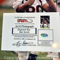 MaxSold Auction: NEIL SMITH Signed 8x10 Photo - Denver Broncos - Back to Back Super Bowl Champ! - Timeless Sports COA - Parker (Colorado, USA) SELLER MANAGED Commercial Liquidation Online Auction - Heritage Oak Drive