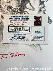 MaxSold Auction: TOM OSBORNE - NEBRASKA HUSKERS Signed Lithograph/Print - 3 Time National Champion Coach - Parker (Colorado, USA) SELLER MANAGED Commercial Liquidation Online Auction - Heritage Oak Drive