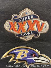 MaxSold Auction: Winning Streak Sports BALTIMORE RAVENS Super Bowl XXXV Banner / Embroidered Heritage Wool Banner - Parker (Colorado, USA) SELLER MANAGED Commercial Liquidation Online Auction - Heritage Oak Drive