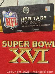 MaxSold Auction: Winning Streak Sports SAN FRANCISCO 49ERS Super Bowl XVI Banner / Embroidered Heritage Wool Banner - Parker (Colorado, USA) SELLER MANAGED Commercial Liquidation Online Auction - Heritage Oak Drive