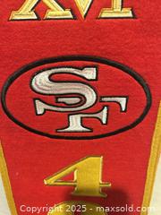 MaxSold Auction: Winning Streak Sports SAN FRANCISCO 49ERS Super Bowl XVI Banner / Embroidered Heritage Wool Banner - Parker (Colorado, USA) SELLER MANAGED Commercial Liquidation Online Auction - Heritage Oak Drive