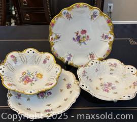 MaxSold Auction: 12” Rare DRESDEN Footed Hand Painted Porcelain China Plate with Applied Flowers and More - Toronto (Ontario, Canada) SELLER MANAGED Reseller Online Auction - Chesswood Drive