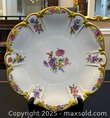 MaxSold Auction: 12” Rare DRESDEN Footed Hand Painted Porcelain China Plate with Applied Flowers and More - Toronto (Ontario, Canada) SELLER MANAGED Reseller Online Auction - Chesswood Drive