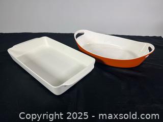 MaxSold Auction: (2) MCM COPCO DENMARK MICHAEL LAX Cast Iron Enamel Baking Pans - Toronto (Ontario, Canada) SELLER MANAGED Reseller Online Auction - Chesswood Drive