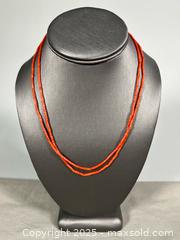 MaxSold Auction: (2) Vintage Beaded CORAL Necklaces with STERLING SILVER Clasps - Marked  - Toronto (Ontario, Canada) SELLER MANAGED Reseller Online Auction - Chesswood Drive