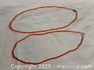 MaxSold Auction: (2) Vintage Beaded CORAL Necklaces with STERLING SILVER Clasps - Marked  - Toronto (Ontario, Canada) SELLER MANAGED Reseller Online Auction - Chesswood Drive