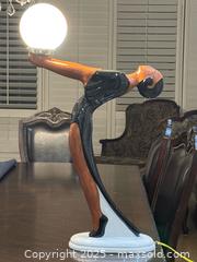 MaxSold Auction: Hand Painted Working 1920’s Lounge Singer Art Deco Style Ceramic Lamp with Globe Light - Toronto (Ontario, Canada) SELLER MANAGED Reseller Online Auction - Chesswood Drive