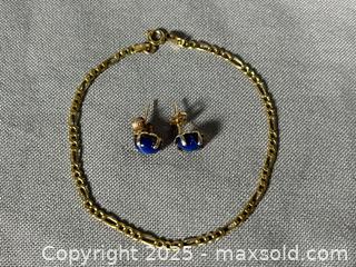 MaxSold Auction: Pair of 14K GOLD SAPPHIRE Stud Earrings and 10K GOLD Bracelet - Marked  - Toronto (Ontario, Canada) SELLER MANAGED Reseller Online Auction - Chesswood Drive