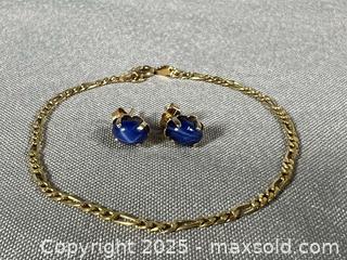 MaxSold Auction: Pair of 14K GOLD SAPPHIRE Stud Earrings and 10K GOLD Bracelet - Marked  - Toronto (Ontario, Canada) SELLER MANAGED Reseller Online Auction - Chesswood Drive