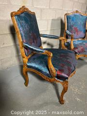 MaxSold Auction: Pair of Louis XV Fauteuils-Style Multicoloured Fabric Upholstered Armchairs  - Toronto (Ontario, Canada) SELLER MANAGED Reseller Online Auction - Chesswood Drive