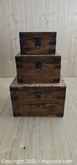 MaxSold Auction: Set of 3 Wooden/ Metal decor storage boxes   - Thorold (Ontario, Canada) SELLER MANAGED Downsizing Online Auction - Carleton Street North